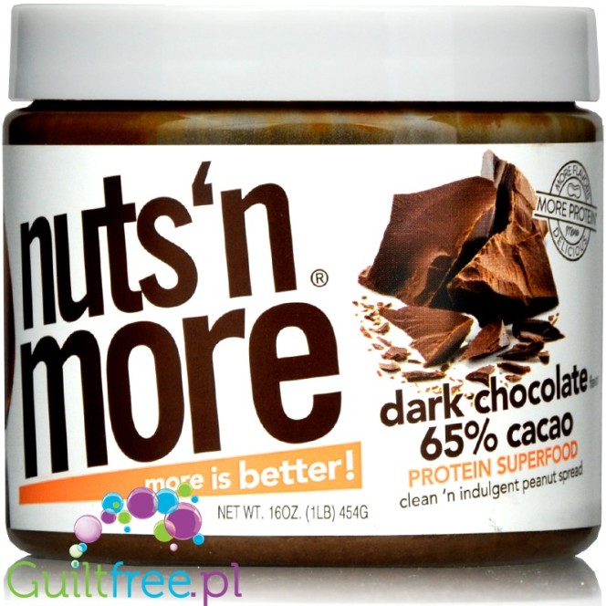 Nuts 'N More Dark Chocolate 65% Cocoa - masło orzechowe z WPC i kakao, słodzone ksylitolem