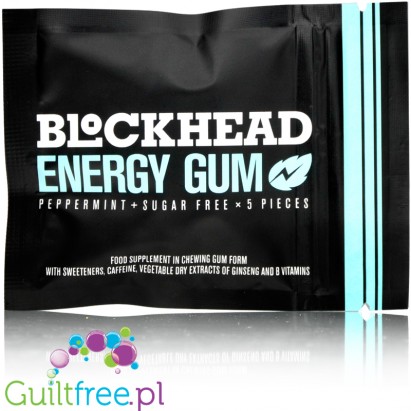 Blockhead Energy Gum Pieces Peppermint - guma do żucia bez cukru z kofeiną