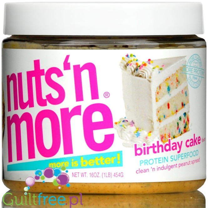 Nuts 'N More Birthday Cake Masło Orzechowe z ksylitolem 35g białka