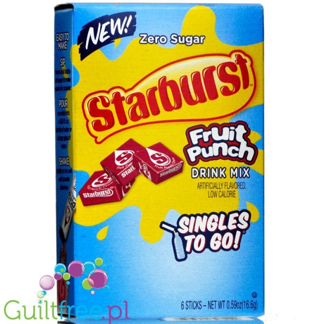 Starburst Fruit Punch Singles to Go- saszetki bez cukru, napój instant, Poncz Owocowy