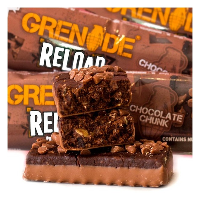Grenade Reload Chocolate Chunk owsiany baton proteinowy bez cukru 17g białka