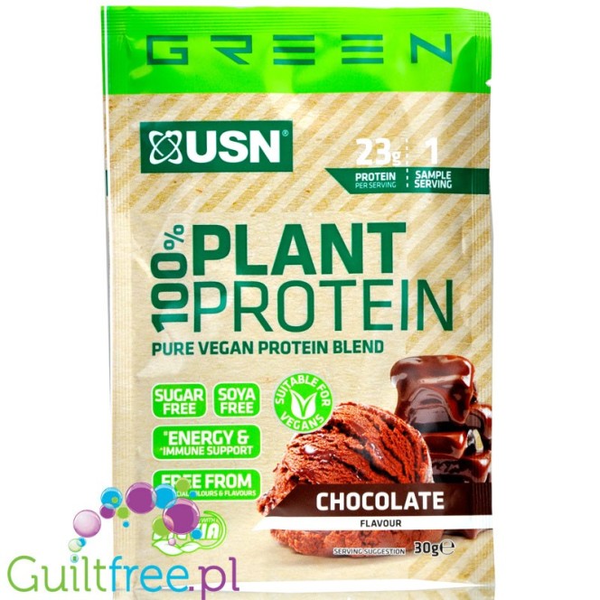 USN Vegan Plant Protein Chocolate - wegańska odżywka białkowa bez soi, ze stewią