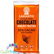Lakanto Monkfruit Chocolate & Almonds - keto ciemna czekolada bez cukru z migdałami 55% kakao arriba