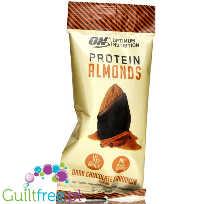 ON Protein Almonds Dark Cinnamon, migdały w polewie z ciemnej czekolady z cynamonem, 10g białka
