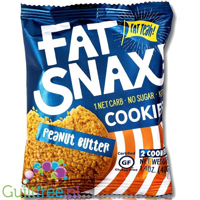 Fat Snax Cookies, Peanut Butter - 2 keto cookies, gluten & sugar free