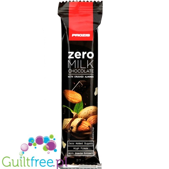 Prozis Zero Milk Chocolate & Almonds - mleczna czekolada z migdałami, bez dodatku cukru