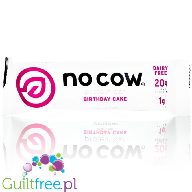 No Cow Bar, Birthday Cake wegański keto baton białkowy bez soi, 21g białka