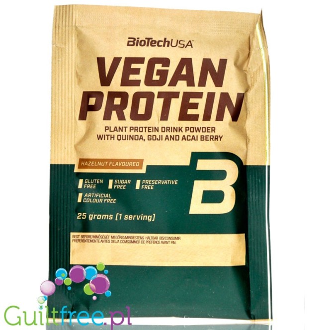 BioTech Vegan Protein Hazelnut - vegan protein powder with acai, goji & quinoa, sachet