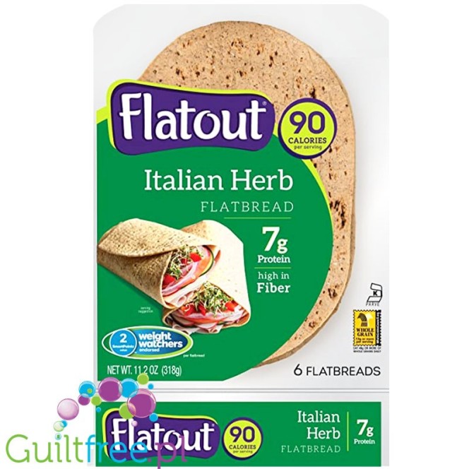 Flatout Italian Herb - wrapsy wysokobiałkowe & niskowęglowodanowe 90kcal, 9g białka & 8g carb net Włoskie Zioła
