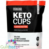 Eating Evolved Keto Cups, Almond - wegańskie, organiczne keto miseczki z gorzkiej czekolady bez cukru z masłem migdałowym