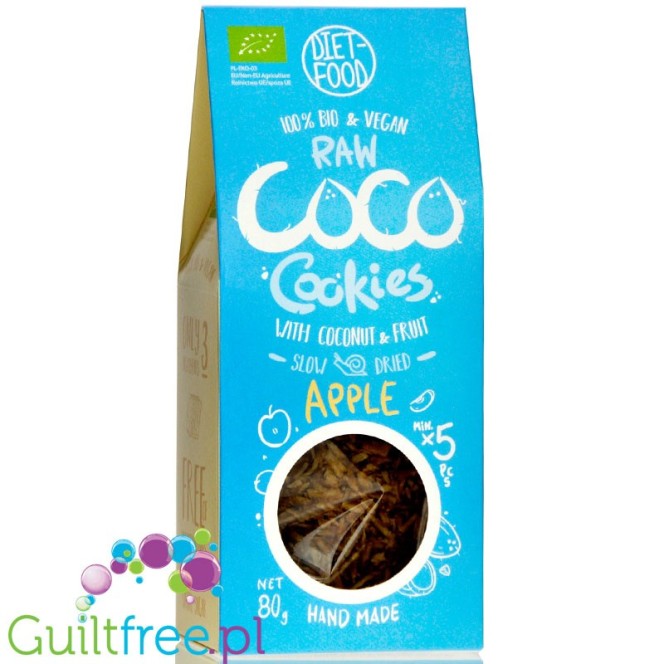Diet Food Raw Coco, Jabłko - bio ciasteczka kokosowe, tylko 3 składniki
