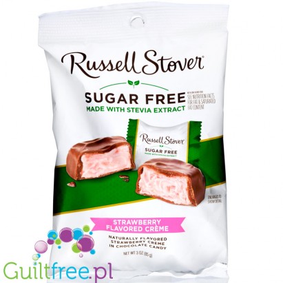Russell Stover Sugar Free Candy Peg Bag, Strawberry Cream Naturally Flavored Candy Covered in Chocolate - Chocolate without suga