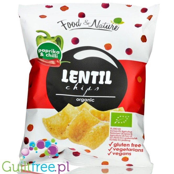 Lentil Chips Paprika & Chilli, organic lentil puffs
