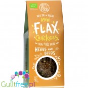 Diet Food Raw Flax Crackers bio krakersy lniane z ziarnami i ziołami, 5g węglowodanów