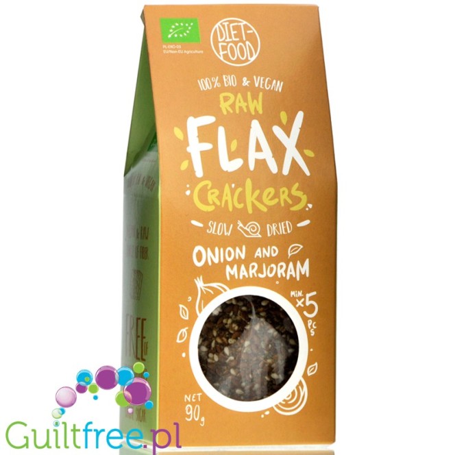 Diet Food Raw Flax Crackers Onion & Majoram - keto organic flax crackers