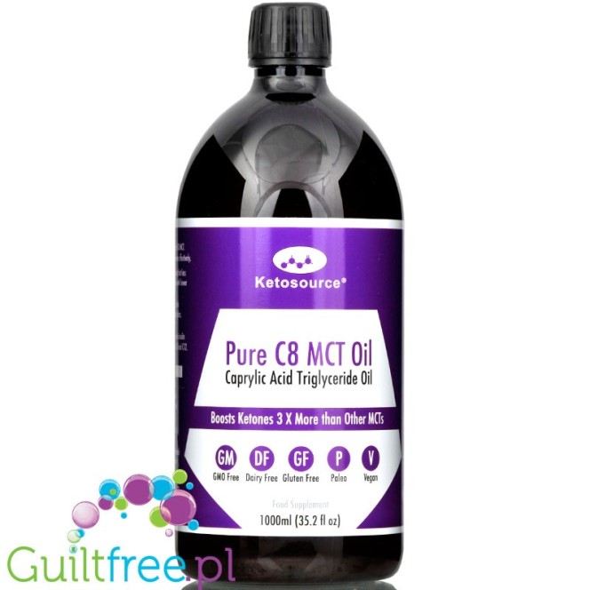 Ketosource Pure C8 MCT Oil 0,5L - płynny olej MCT czystość 99,8%, 3 x więcej ketonów