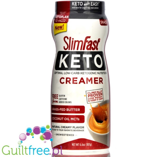 SlimFast Keto Creamer unsweetened keto coffee creamer with MCT, no added sugar & without sweeteners