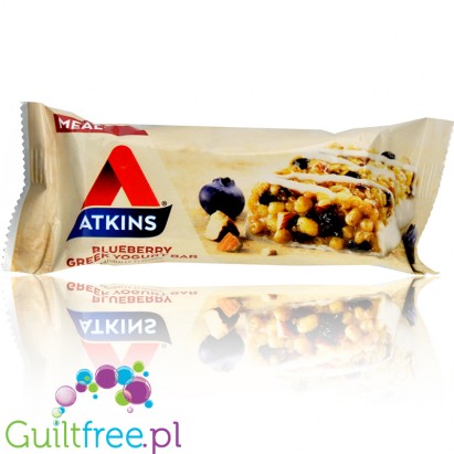 Atkins Meal Blueberry Greek Yogurt baton białkowy z masłem migdałowym i pekanami