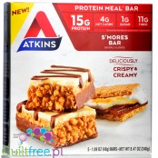 Atkins Meal S'mores - niskocukrowy baton 15g białka, pudełko x 5 batonów