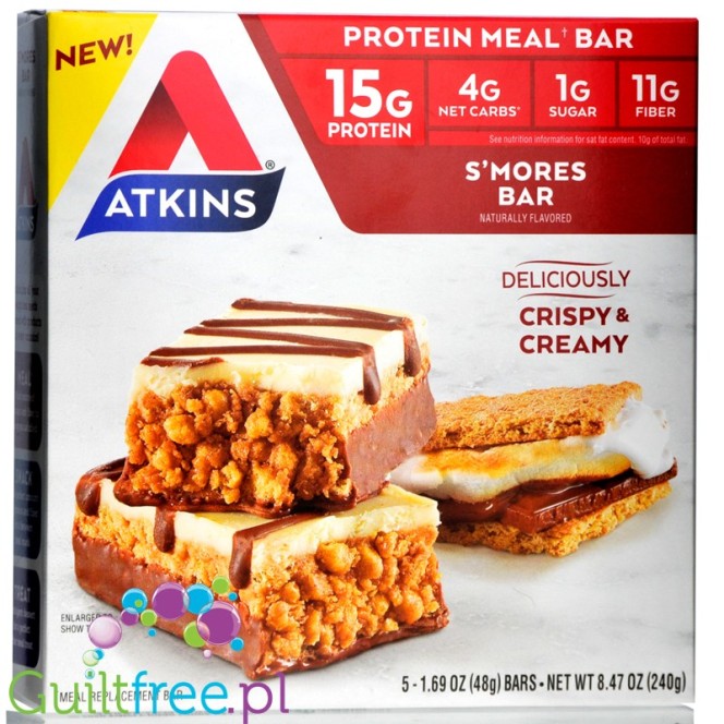 Atkins Meal S'mores protein bar, box of 5 bars