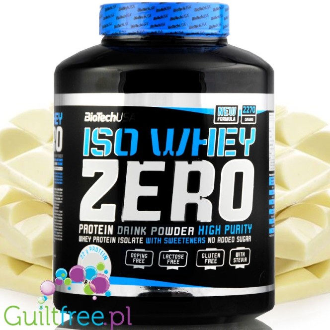 BioTech USA Iso Whey Zero 2,27kg, Biała Czekolada, bezlaktozowa odżywka białkowa