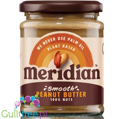 Meridian smooth peanut butter 100% nuts - ground peanut butter, roasted in skins, smoothly ground, with no added sugar and no sa