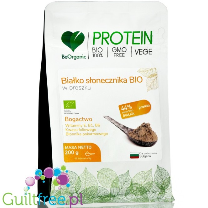 BeOrganic Ecoblik organiczne bezglutenowe białko słonecznika 44% białka