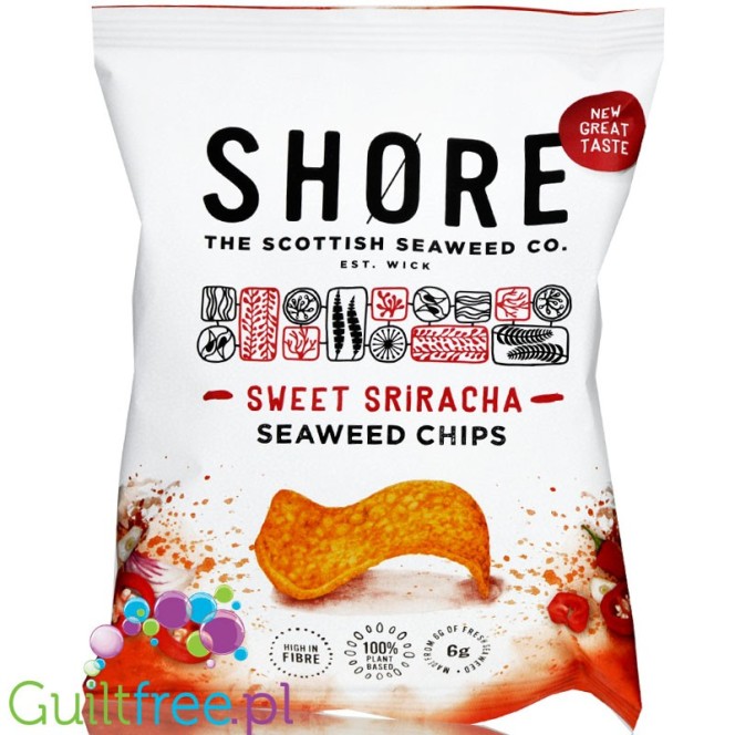 Shore Seaweed Chips Sweet Sriracha - słodko-pikantne chipsy z alg z chili
