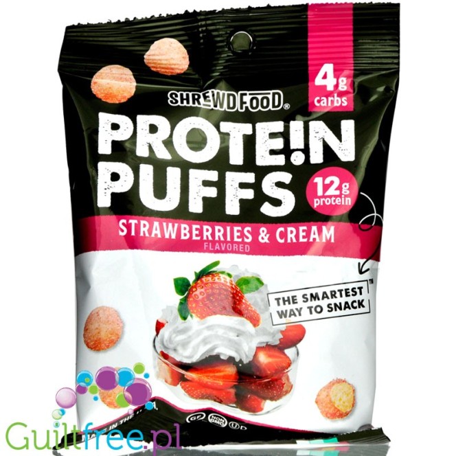 Shrewd Food Protein Puffs, Strawberries & Cream, 0.74 oz