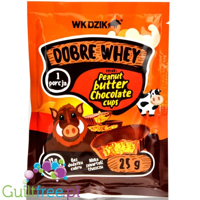 WK Dzik Dobre Whey, odżywka białkowa WPC80 w saszetce, Peanut Butter Chocolate Cups