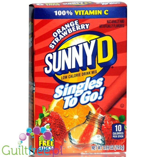SunnyD Orange Strawberry Singles to Go - saszetki bez cukru, napój instant, Pomarańcza & Truskawka