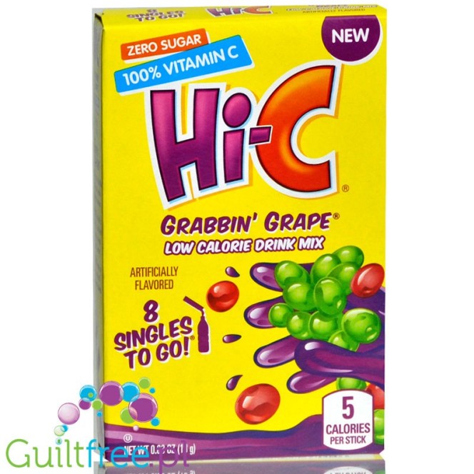 Hi-C Grabbin’ Grape Singles To Go 0.63oz (18g), sugar free instant sachets