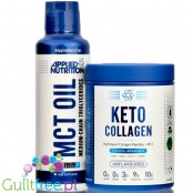 Applied Keto Combo, Keto Collagen 325g & MCT Oil 490ml - bezsmakowe, bez aromatów