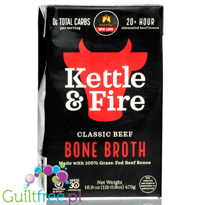 Kettle & Fire Bone Broth, Classic Beef - organiczny bulion, gotowy wywar wołowy
