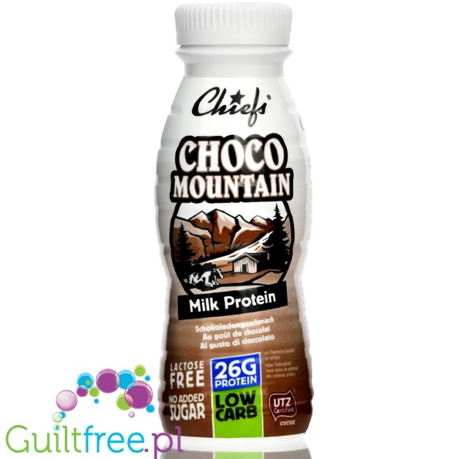 Chiefs Milk Protein Shake Choco Mountain - czekoladowy szejk proteinowy RTD bez laktozy, 26g białka 188kcal