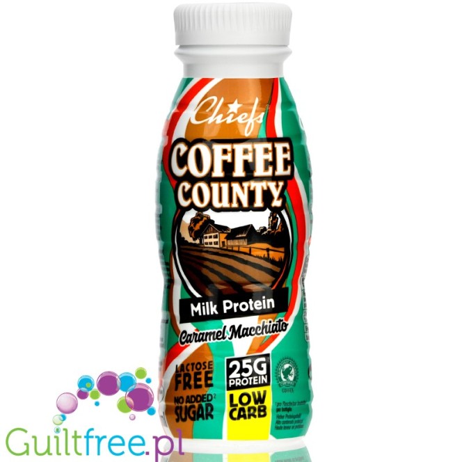Chiefs Coffee County Caramel Macchiato - kawowo-karmelowy szejk proteinowy RTD bez laktozy, 25g białka 165kcal
