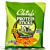 Chiefs Protein Sticks Onion & Cream - proteinowe słone paluszki cebulowe 36% białka