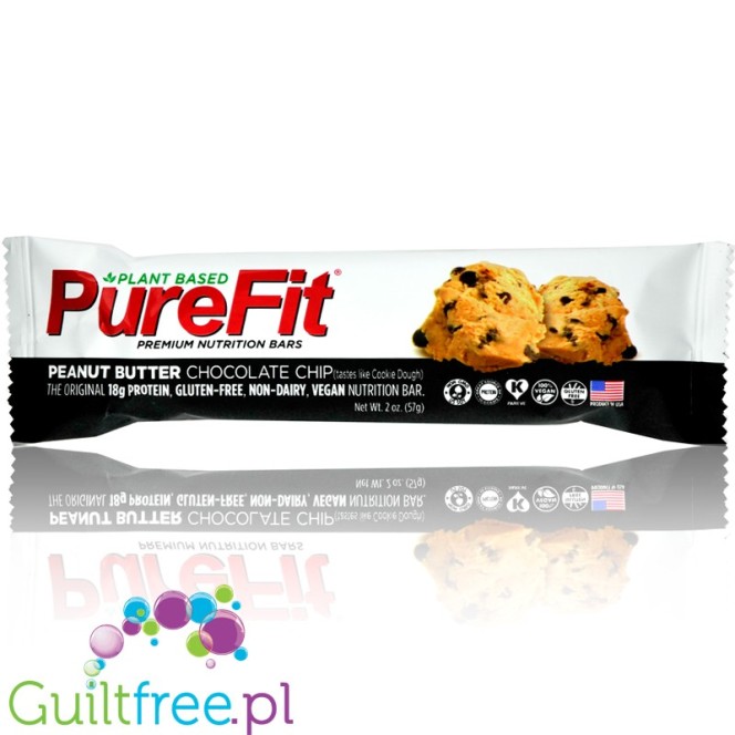 PureFit Peanut Butter Chocolate Chip - wegański baton proteinowy bez słodzików, glutenu i laktozy