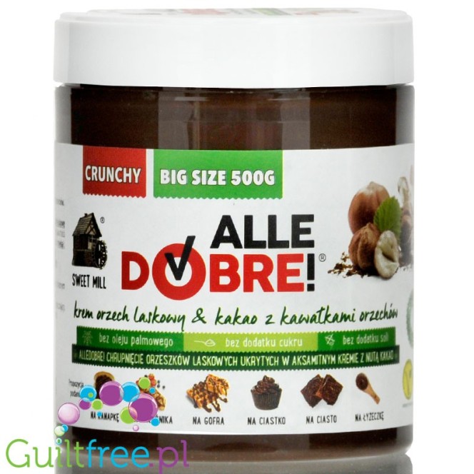 AlleDobre Hazelnut Cocoa Spread XXL 0,5KG, no added sugar, palm oil free