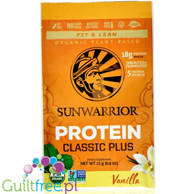 Sunwarrior Protein Classic Plus, Vanilla - organiczna wegańska odżywka białkowa z 5 superfoods
