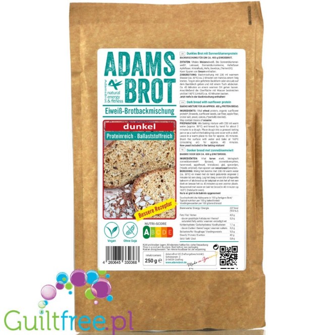 Adam's Bread - Chleb Adama Ciemny, chleb ultra niskowęglowodanowy (4g węglowodanów w bochenku)