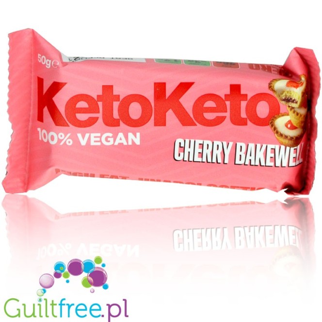 KetoKeto Bar Cherry Bakewell - wegański baton 51% tłuszczu, smak Tarta Wiśniowa