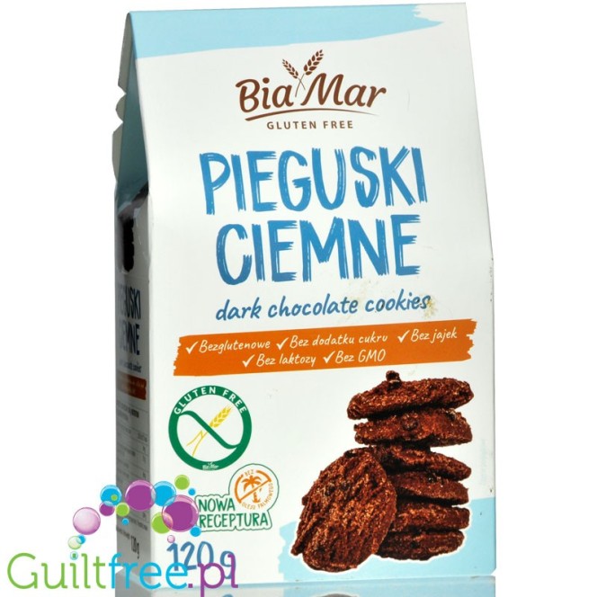 BiaMar Pieguski Ciemne - bezglutenowe ciasteczka kakaowe bez cukru z kawałkami czeklady