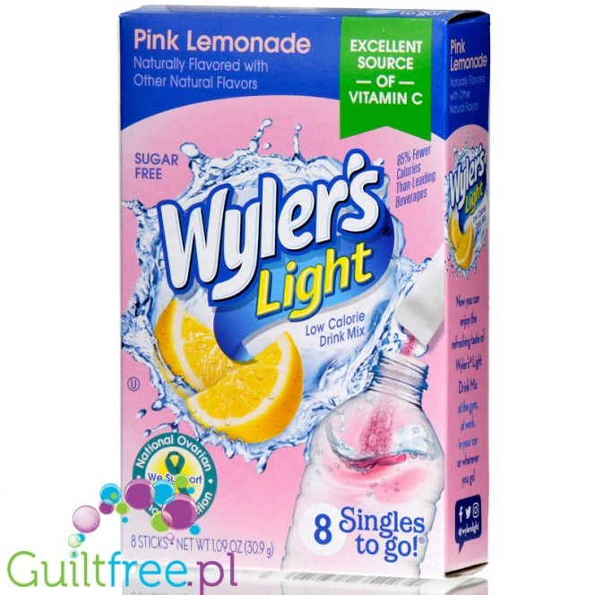 Wyler's Singles to Go Pink Lemonade - saszetki smakowe do wody bez cukru i kcal, smak Lemoniada Cytrynowa