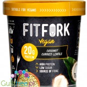 FitFork Vegan Meal Pot Coconut Curried Lentil - kokosowe curry z soczewicą 20g białka, wegański gorący kubek instant
