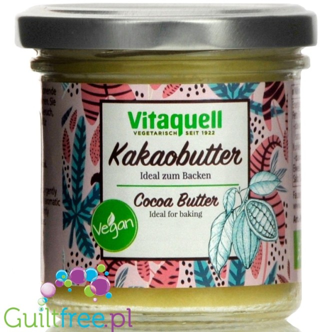 Vitaquell bio cocoa butter, edible, perfect for baking, glass jar