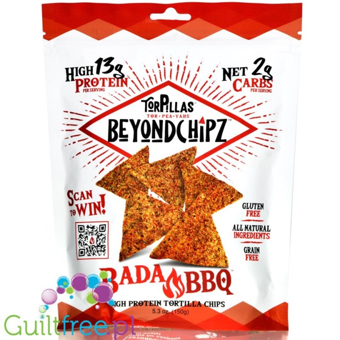 BeyondChipz Torpillas High Protein Tortilla Chips, Bada BBQ 5.3 oz