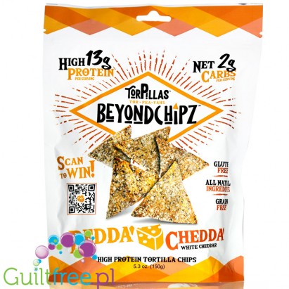 BeyondChipz Tortillas High Protein Tortilla Chips, Bedda Chedda 5.3 oz
