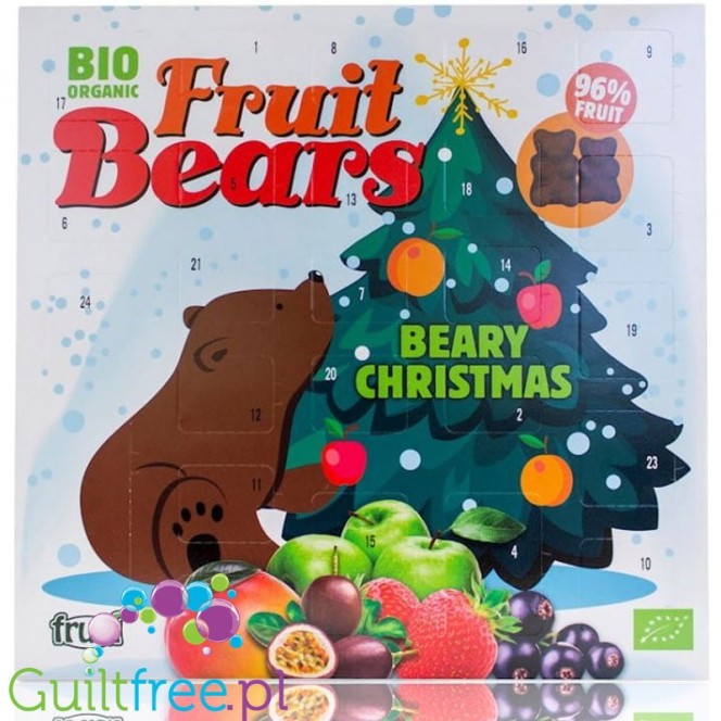 Frugi Fruit Bears - duży organiczny wegański kalendarz 38cm, żelki-misie 96% owoców