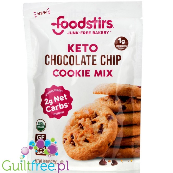 Foodstirs, Keto Cookie Mix, Chocolate Chip - organiczna mieszanka do wypieku keto ciasteczek z czekoladą